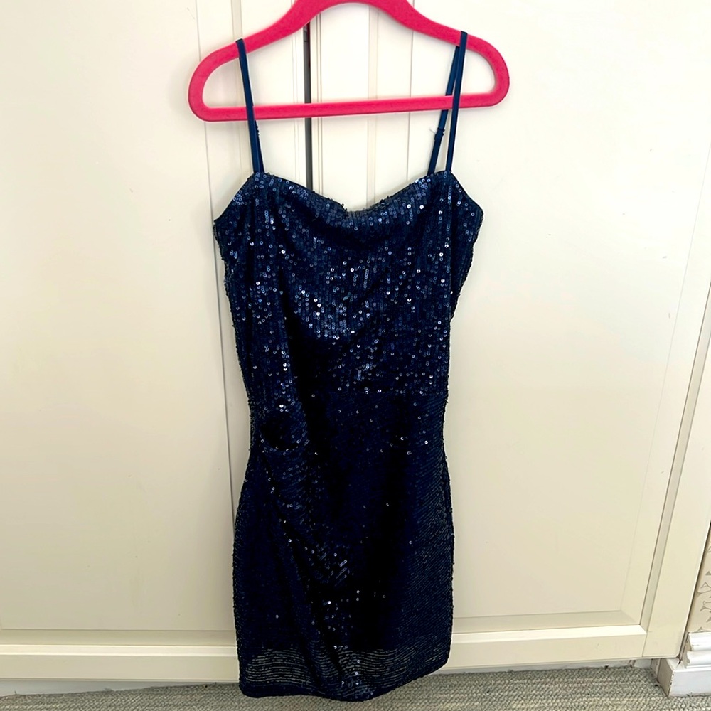 Katie J navy blue sequin dress size large